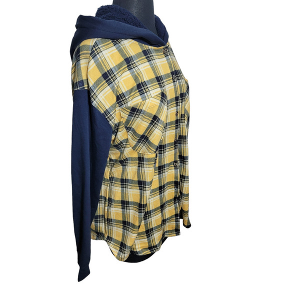 Mik Mesh Faux Sherpa Plaid Hoodie Shirt sz XL - Picture 4 of 9